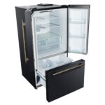 Forno Rivello 36 Inch French Door Refrigerator in Black with Antique Brass, Internal Water Dispenser
