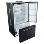Forno Rivello 36 Inch French Door Refrigerator in Black with Antique Brass, Internal Water Dispenser