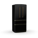 Forno Luigi 33-Inch French Door Refrigerator, 18 cu.ft, Black Finish, Antique Brass Handles, ENERGY STAR Certified