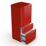 Forno Luigi 33-Inch French Door Refrigerator, 18 cu.ft, Red Finish, Handle-Free Design, ENERGY STAR Certified