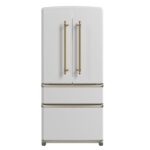 Forno Luigi 33-Inch French Door Refrigerator, 18 cu.ft, White Finish, Antique Brass Handles, ENERGY STAR Certified
