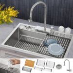 FORNO ACQUA 33 in. Drop-In/Undermount MultiSINK Workstation Sink with Waterfall Faucet & Glass Rinser