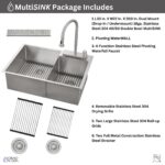 FORNO ACQUA 33 in. Drop-In/Undermount 40/60 Double Bowl Stainless Steel Sink with Waterfall Faucet