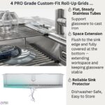 FORNO ACQUA 45 in. Drop-In/Undermount 3-Level Workstation Sink with Two Faucets & Glass Rinser