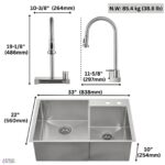 FORNO ACQUA 33 in. Drop-In/Undermount 40/60 Double Bowl Stainless Steel Sink with Waterfall Faucet