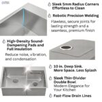 FORNO ACQUA 33 in. Drop-In/Undermount 40/60 Double Bowl Sink with Retractable Faucet & Waterfall