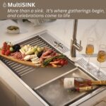 FORNO ACQUA 33 in. Drop-In/Undermount 3-Level Workstation Sink with Waterfall Faucet & Glass Rinser