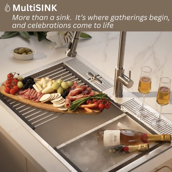 FORNO ACQUA MultiSINK kit with Integrated Waterfall Rinsing and Glass Washing Station. Includes Chef Faucet and Accessories.