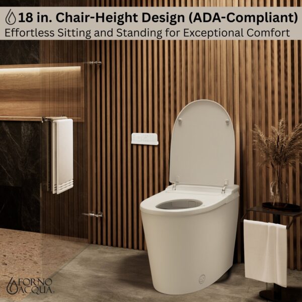 FORNO ACQUA Luxurious Super Smart Toilet. Includes Bidet, Heated Seat, Auto Flush, Auto Lid, Powerful Flush, Ideal for master bathrooms.