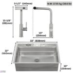 FORNO ACQUA 33 in. Drop-In/Undermount 3-Level Workstation Sink with Waterfall Faucet & Glass Rinser