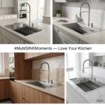FORNO ACQUA 33 in. Drop-In/Undermount 3-Level Workstation Sink with Faucet, Waterfall & Glass Rinser
