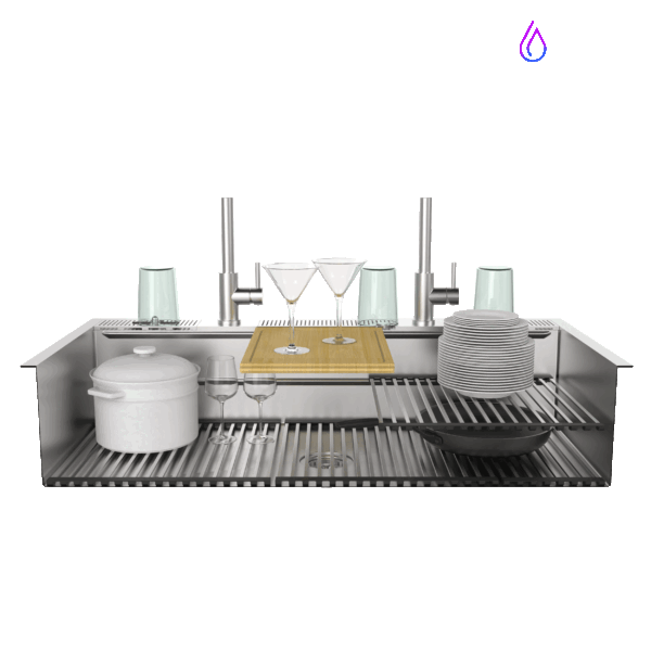 FORNO ACQUA 45 in. Undermount 3-Level Workstation MultiSINK with Custom-Fit Accessories