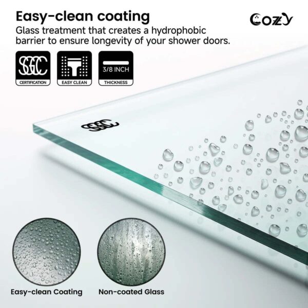 Cozy 44"-49"W x 76"H Frameless Single Sliding Shower Door, 3/8" Tempered Glass