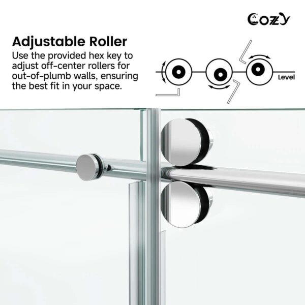 Cozy 44"-49"W x 76"H Frameless Single Sliding Shower Door, 3/8" Tempered Glass