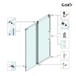 Cozy 44"-49"W x 76"H Frameless Single Sliding Shower Door, 3/8" Tempered Glass