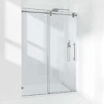 Cozy 50"-55"W x 76"H Frameless Single Sliding Shower Door, 3/8" Tempered Glass