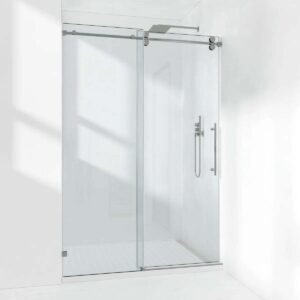 Cozy 50"-55"W x 76"H Frameless Single Sliding Shower Door, 3/8" Tempered Glass