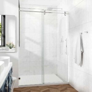 50-55__W_x_76__H_Frameless_Single_Sliding_Shower_Door_with_3_8__10mm_Clear_Tempered_Glass_Shatter-Resistant_Film_Installation_Hole_Locator_-_Round_Top_Rail-122614527_1.jpg