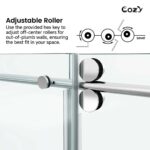 Cozy 50"-55"W x 76"H Frameless Single Sliding Shower Door, 3/8" Tempered Glass