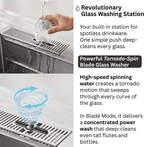 FORNO ACQUA 33 in. Drop-In/Undermount MultiSINK Workstation Sink with Waterfall Faucet & Glass Rinser