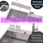 FORNO ACQUA 33 in. Drop-In/Undermount 40/60 Double Bowl Sink with Retractable Faucet & Waterfall