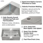 FORNO ACQUA 33 in. Drop-In/Undermount 50/50 Double Bowl Stainless Steel Sink with Faucet & Waterfall