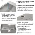 FORNO ACQUA 33 in. Drop-In/Undermount 40/60 Double Bowl Stainless Steel Sink with Waterfall Faucet