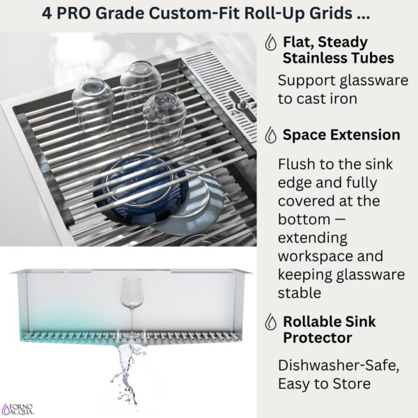 FORNO ACQUA 33 in. Drop-In/Undermount MultiSINK Workstation Sink with Waterfall Faucet & Glass Rinser