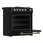 Forno Leonardo Espresso 30-Inch Black Gas Range, 5 Burners, 39,500 BTU, 5 cu.ft Convection Oven
