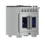 Forno Capriasca 30-Inch Freestanding French Door Gas Range, 4 Burners, Convection Oven, Energy Efficient