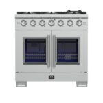 Forno Capriasca 36-Inch Freestanding French Door Gas Range, 6 Burners, Convection Oven, Energy Efficient