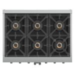 Forno Capriasca 36-Inch Freestanding French Door Gas Range, 6 Burners, Convection Oven, Energy Efficient