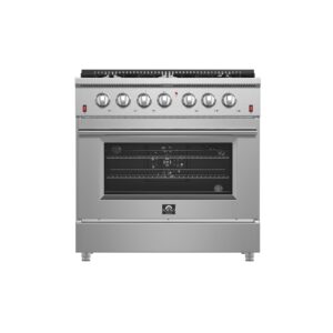 Forno Galiano 36-Inch Freestanding Gas Range, Stainless Steel, 6 Burners, Energy Efficient