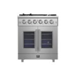 Forno Massimo 30-Inch Freestanding French Door Gas Range, 4 Burners, Convection Oven, Energy Efficient