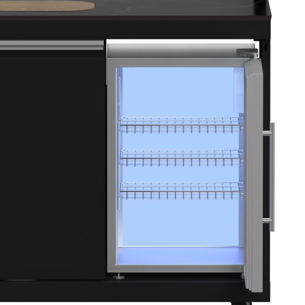 Forno All’Aperto 99,600 BTU Outdoor Kitchen, 5 Burners, Infrared Burners, Side Burner, Black Sintered Stone Countertops, Gas Pizza Oven, Sink Module, Bar & Beverage Center