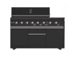 Forno All’Aperto 99,600 BTU Outdoor Kitchen, 5 Burners, Infrared Burners, Side Burner, Black Sintered Stone Countertops, Gas Pizza Oven, Sink Module, Bar & Beverage Center