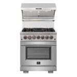 Forno Capriasca 30-Inch Freestanding Dual Fuel Range, 4 Burners, True Convection Oven