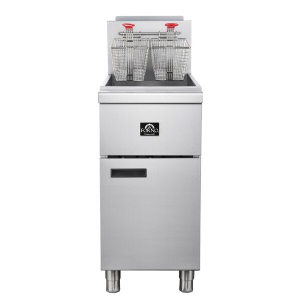 Forno Commerciale Natural Gas Deep Fryer, 4 Burners 120,000 BTU, 50 lbs Oil Capacity