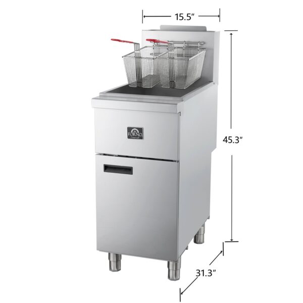 Forno Commerciale Propane Gas Deep Fryer, 3 Burners 90,000 BTU, 40 lbs Oil Capacity