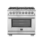 Forno Capriasca 36-Inch Freestanding Dual Fuel Range, 6 Burners, True Convection Oven