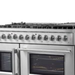 FORNO Galiano 48-Inch French Door Dual Fuel Range All Stainless Steel, 8 Sealed Burners, 107,000 BTU, Griddle, 6.58 cu.ft. Double Ovens