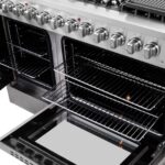 FORNO Galiano 48-Inch French Door Dual Fuel Range All Stainless Steel, 8 Sealed Burners, 107,000 BTU, Griddle, 6.58 cu.ft. Double Ovens