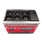 Forno Galiano 48-Inch Freestanding Dual Fuel Range, 8 Burners, Double Convection Ovens, Red Doors