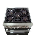 Forno Capriasca 30-Inch Freestanding Dual Fuel Range, 4 Burners, True Convection Oven, Black Door