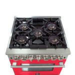 Forno Capriasca 30-Inch Freestanding Dual Fuel Range, 4 Burners, True Convection Oven, Red Door