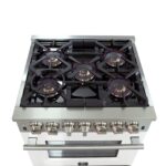 Forno Capriasca 30-Inch Freestanding Dual Fuel Range, 4 Burners, True Convection Oven, White Door
