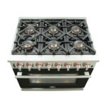 Forno Capriasca 36-Inch Freestanding Dual Fuel Range, 6 Burners, True Convection Oven, Black Door