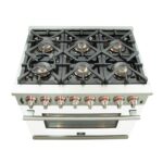 Forno Capriasca 36-Inch Freestanding Dual Fuel Range, 6 Burners, True Convection Oven, White Door