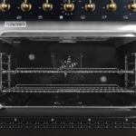 Forno Antico 36-inch Dual Fuel Range, Black and Antique Brass, 6 Burners, 4.5 cu.ft. Convection Oven