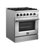 Forno Marco 30-Inch Dual Fuel Range, Stainless Steel, 4 Burners, 37,000 BTU, True Convection Oven, Energy Efficient